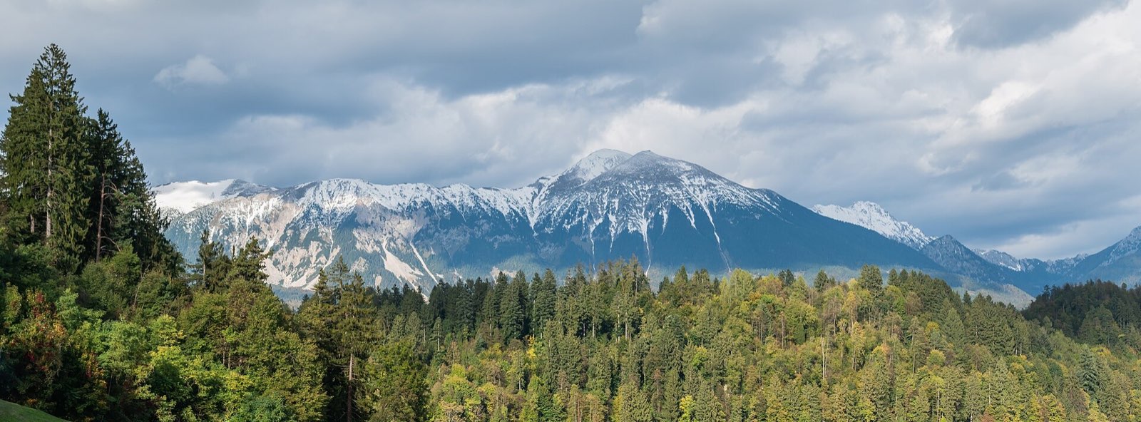 The Karawanks mountain ridge seen from Lake Bled