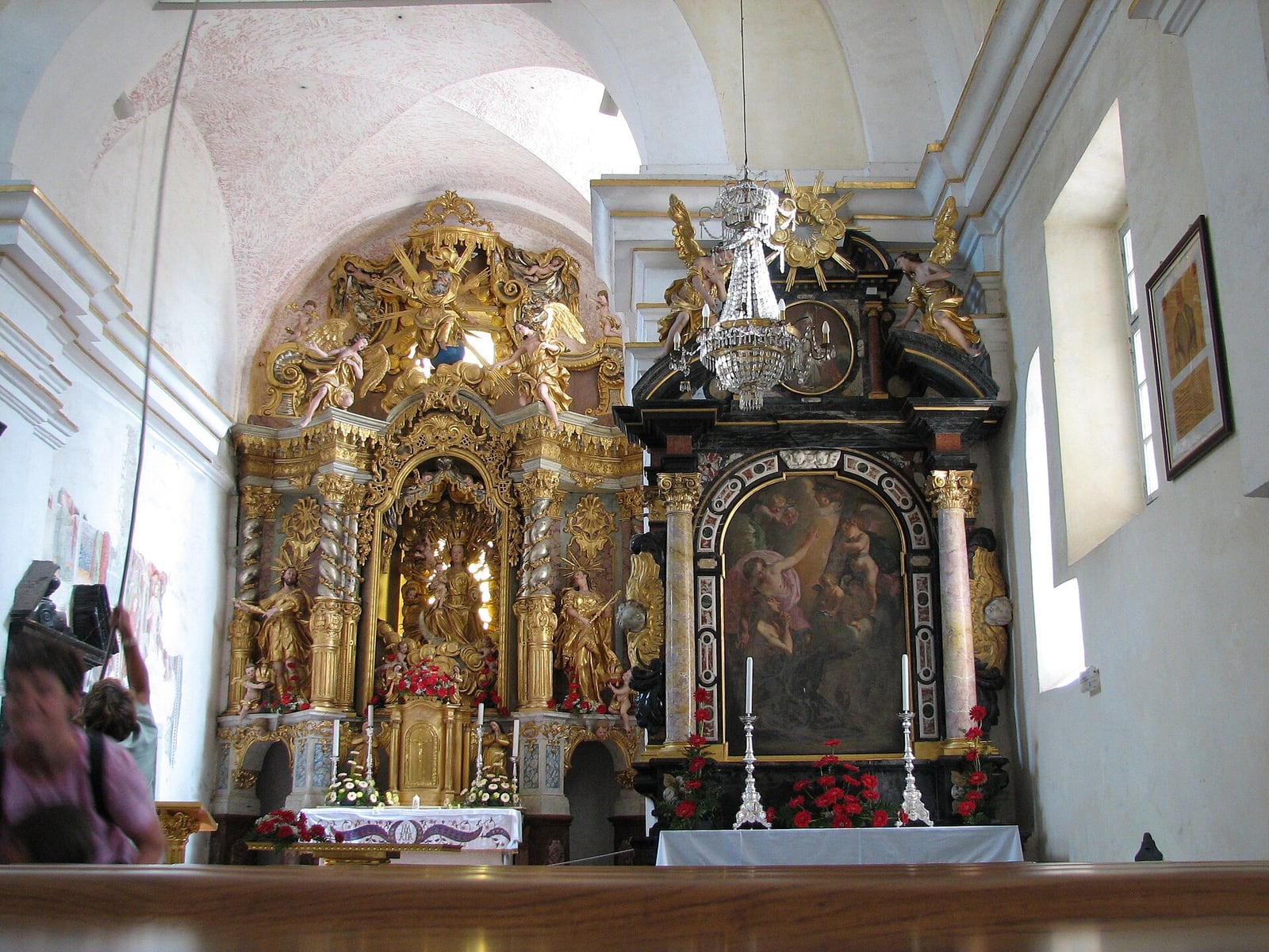 The golden altar inside the Church of the Assumption on Bled Island